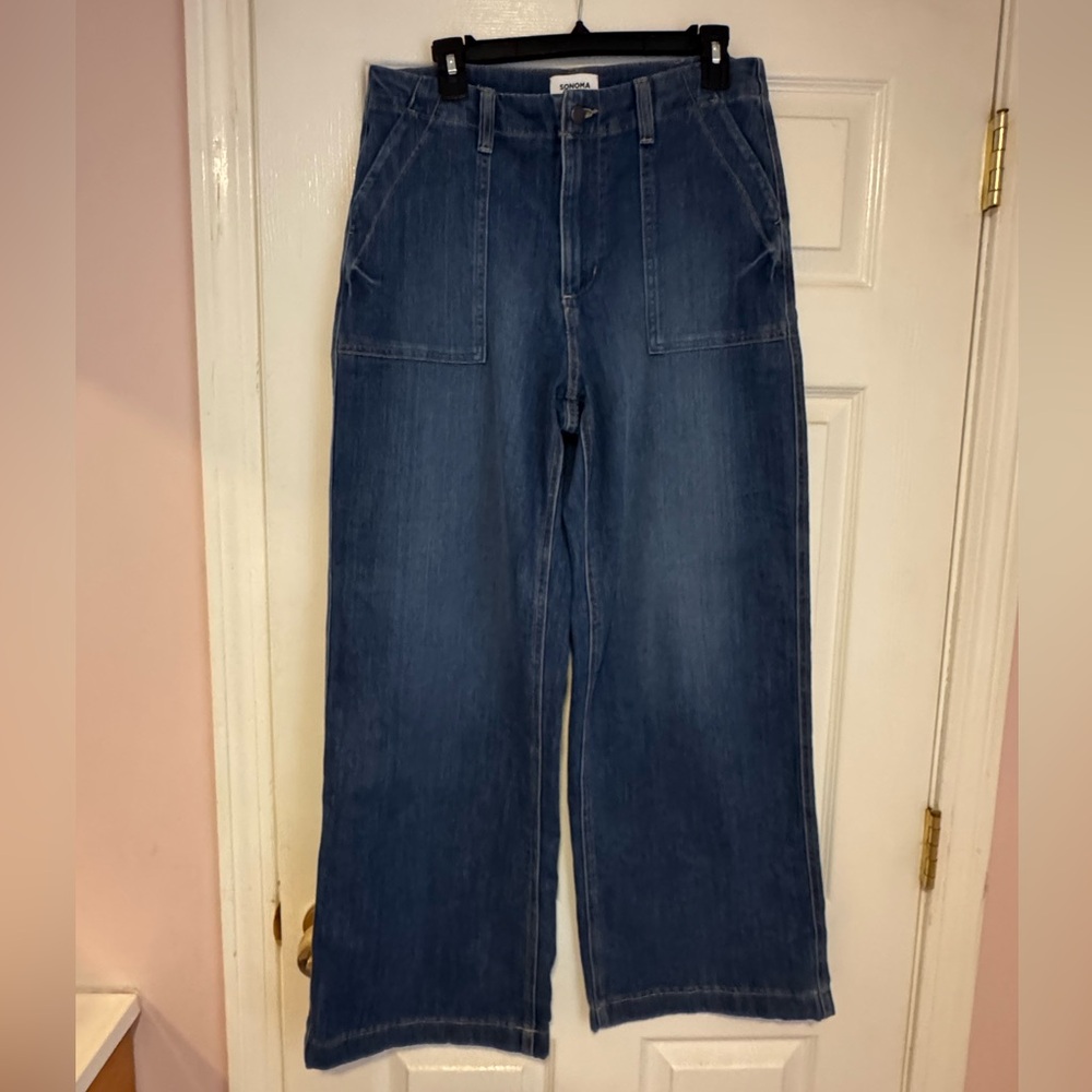 *NWOT* Sonoma Blue Denim high rise wide leg jeans